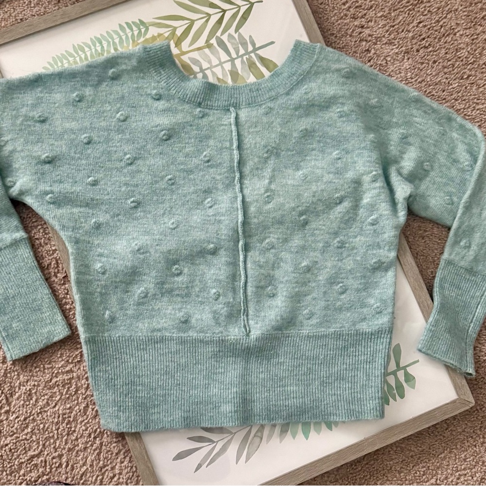 William Rast Light Green Textured Women's Sweater - V Neck back